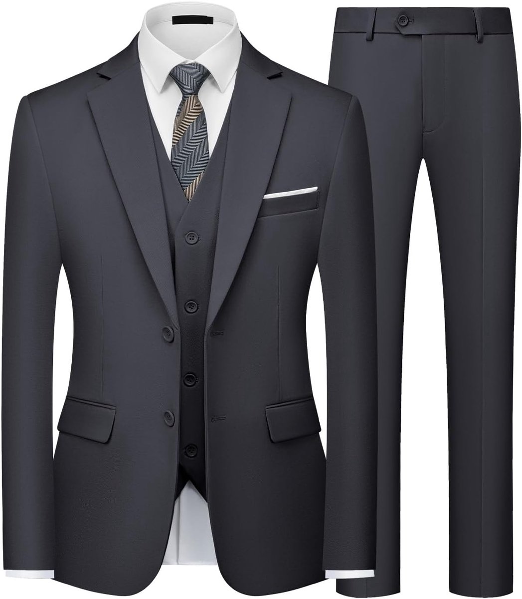 Pakken, 3-delige slimfit blazer met twee knopen, vest, formele smokingsset voor feest, bruiloft en zaken