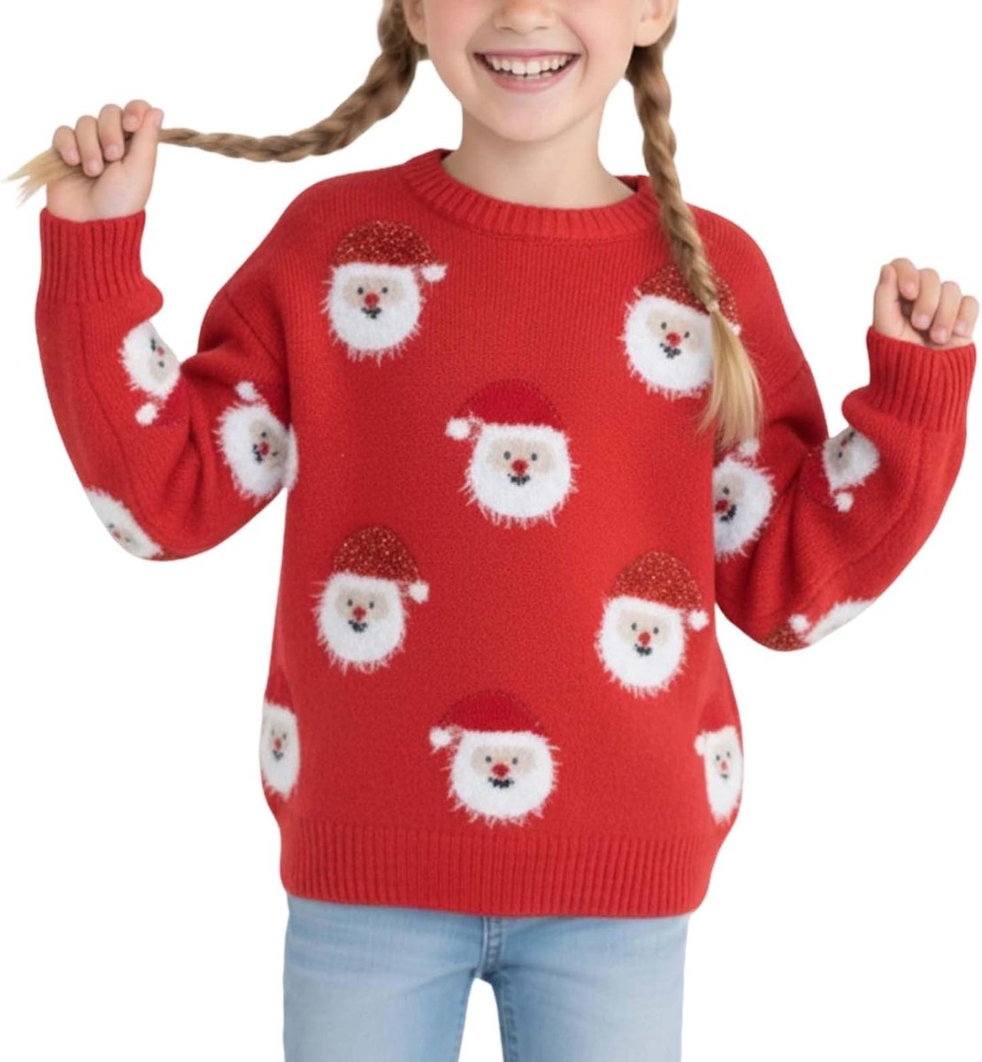 Kersttrui met kerstmanprint, feestelijke outfit voor feestjes en uitgaan