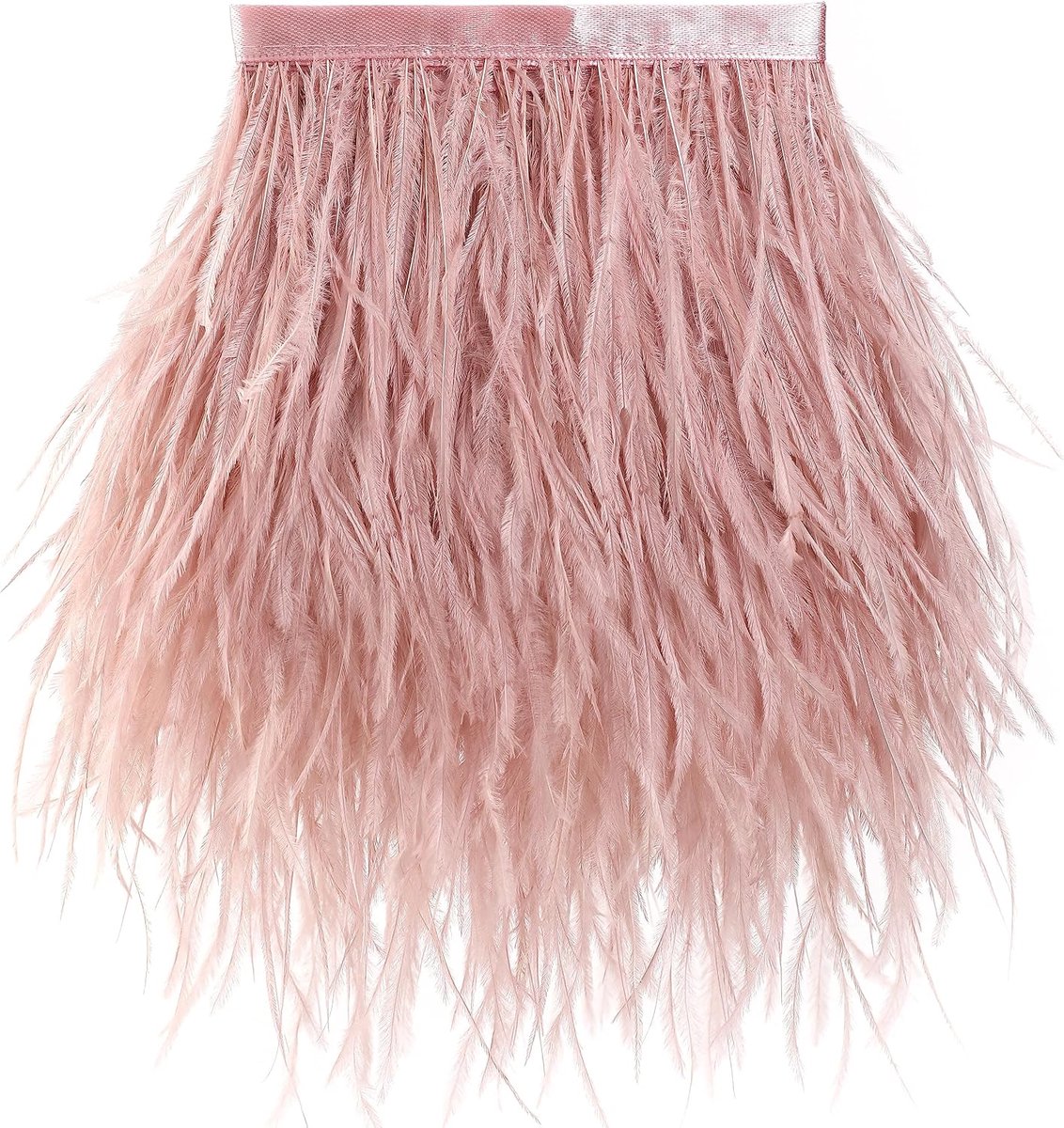 Veren franje trim - 2 meter struisvogelveren linten voor doe-het-zelf naaien kleding, sieraden, bruiloft, thuisfeest (lotusroze)