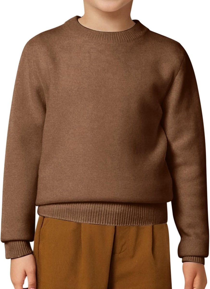 Casual, effen, ronde hals, gebreid, zacht, comfortabel, warm, winterkleding, peuter, kind