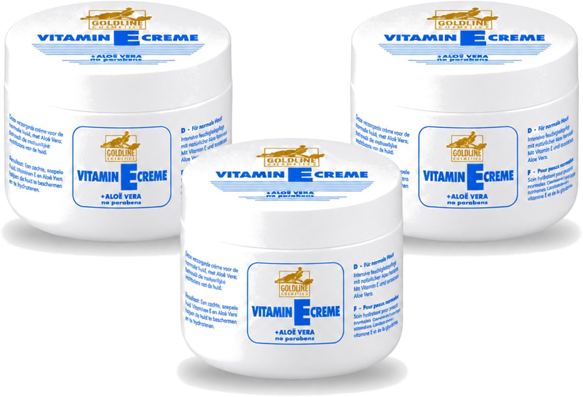 3 x Goldline - Bodycrème - Vitamine-E & Aloë Vera - Normale Huid - Hydraterend - 250 ml - Voordeelverpakking - 3 stuks