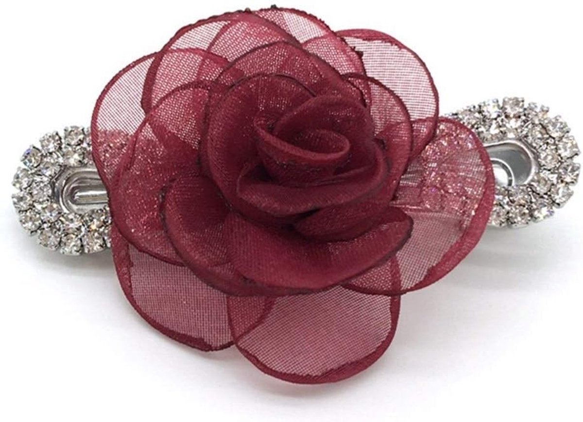 Haarspeld Fashion Rhinestone Grote Rode Bloem Hairpin Cute Cat Ear Bow Haar Accessoires Female Duckbill Clip hoofdtooi (Color : Safflower models)