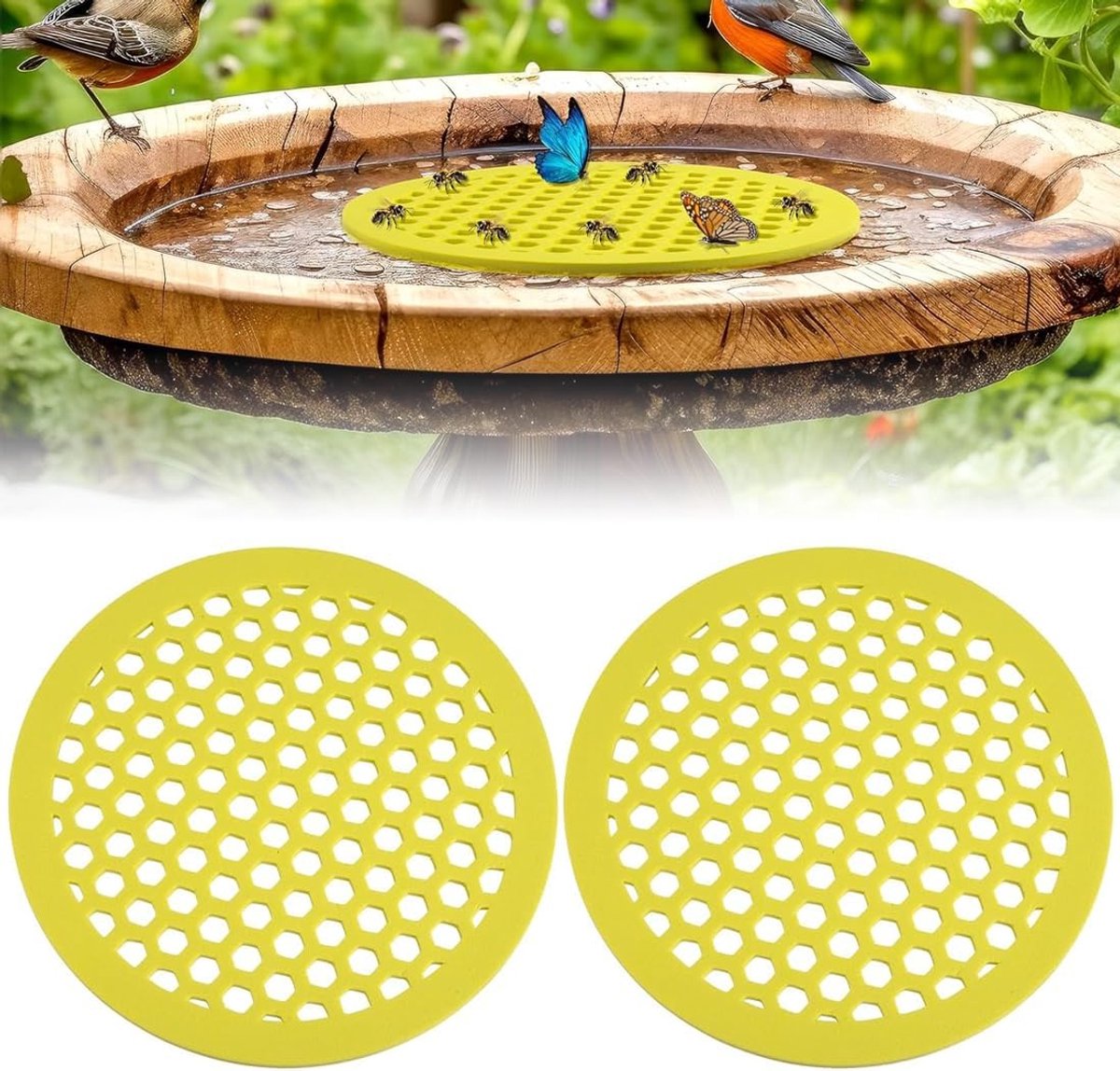 bijen-isoleertjes, drinkbakken van siliconen (2 stuks rond) – veilige ruimte voor dorstige bestuivers, tuin en balkon.