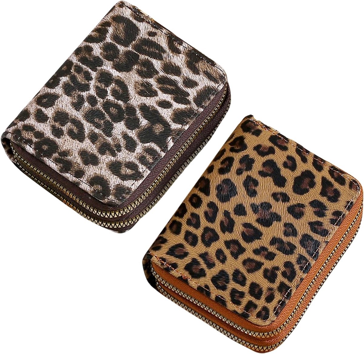 2 stuks damesportemonnee met klittenbandsluiting, modieus luipaardpatroon, zacht, comfortabel, schattig, Nspj-01, 19*10*3cm, Modern
