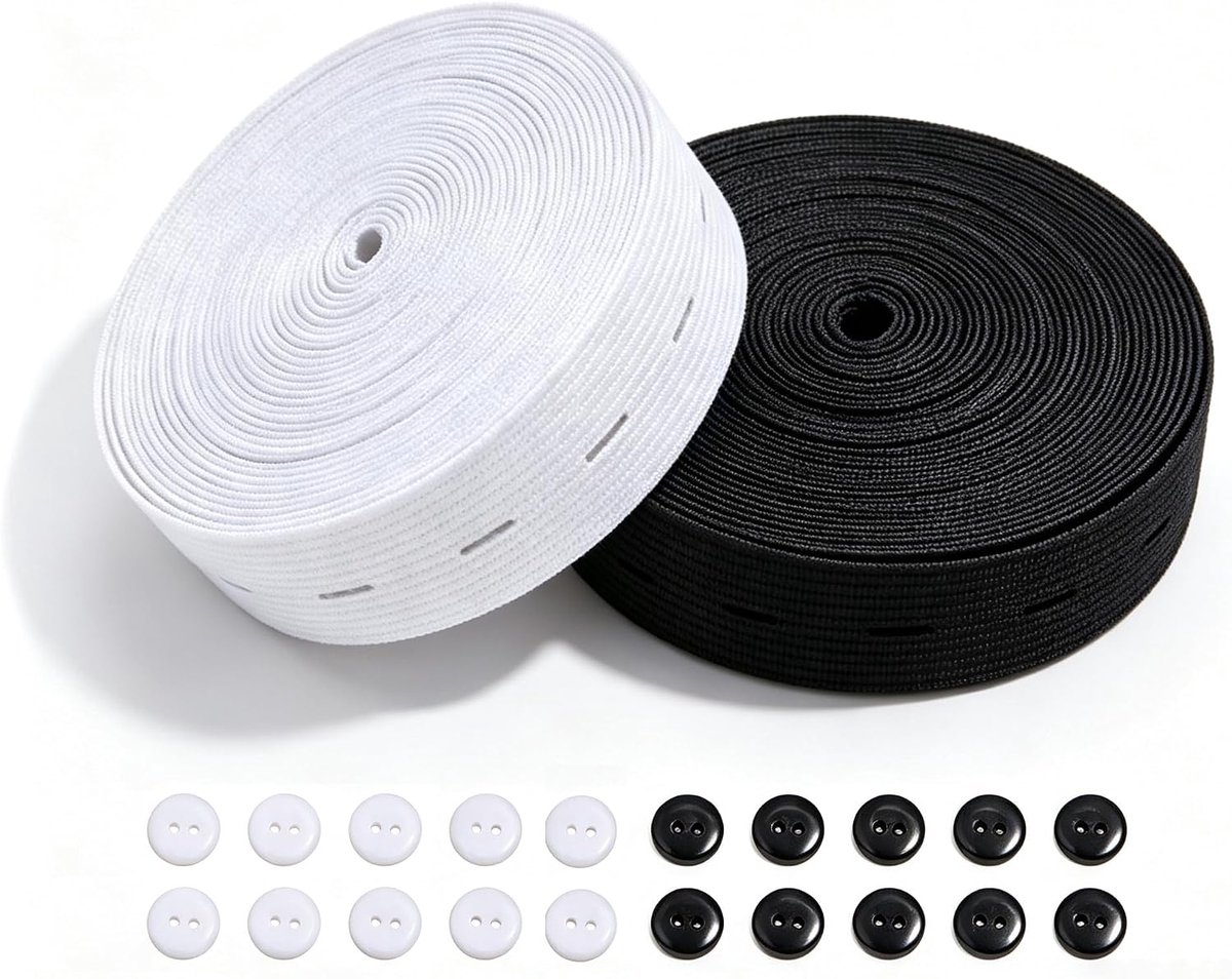 Elastiek met knoopsgaten, elastiek, naaien, met 20 knoopogen, 20 mm