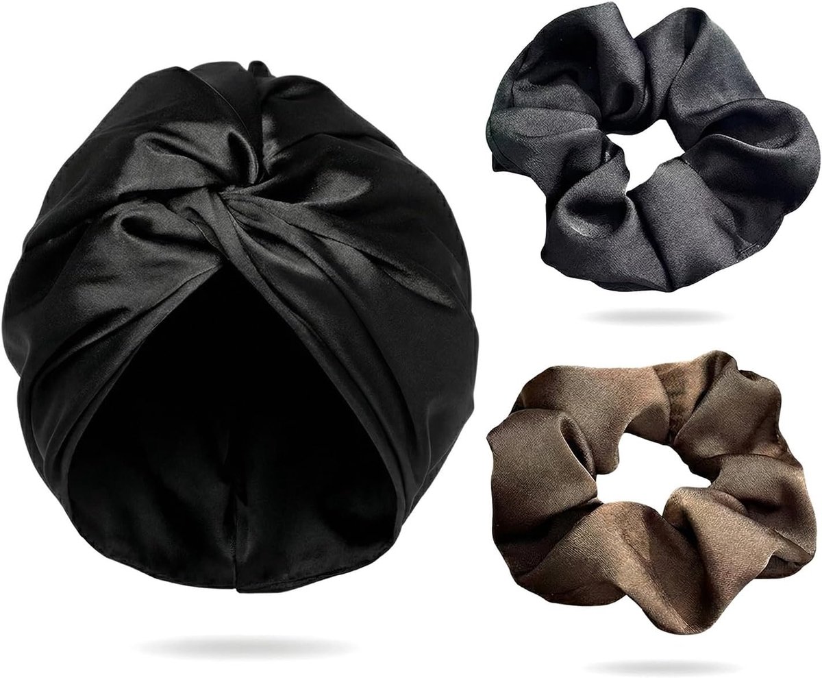 Slaapmuts om te slapen voor gezond haar 's nachts | behoudt de krulvorm, zijden bonnet zijde voor dames met alle haartypes, zijden slaapmuts voorkomt kroezen, haarbreuk en gespleten haarpunten