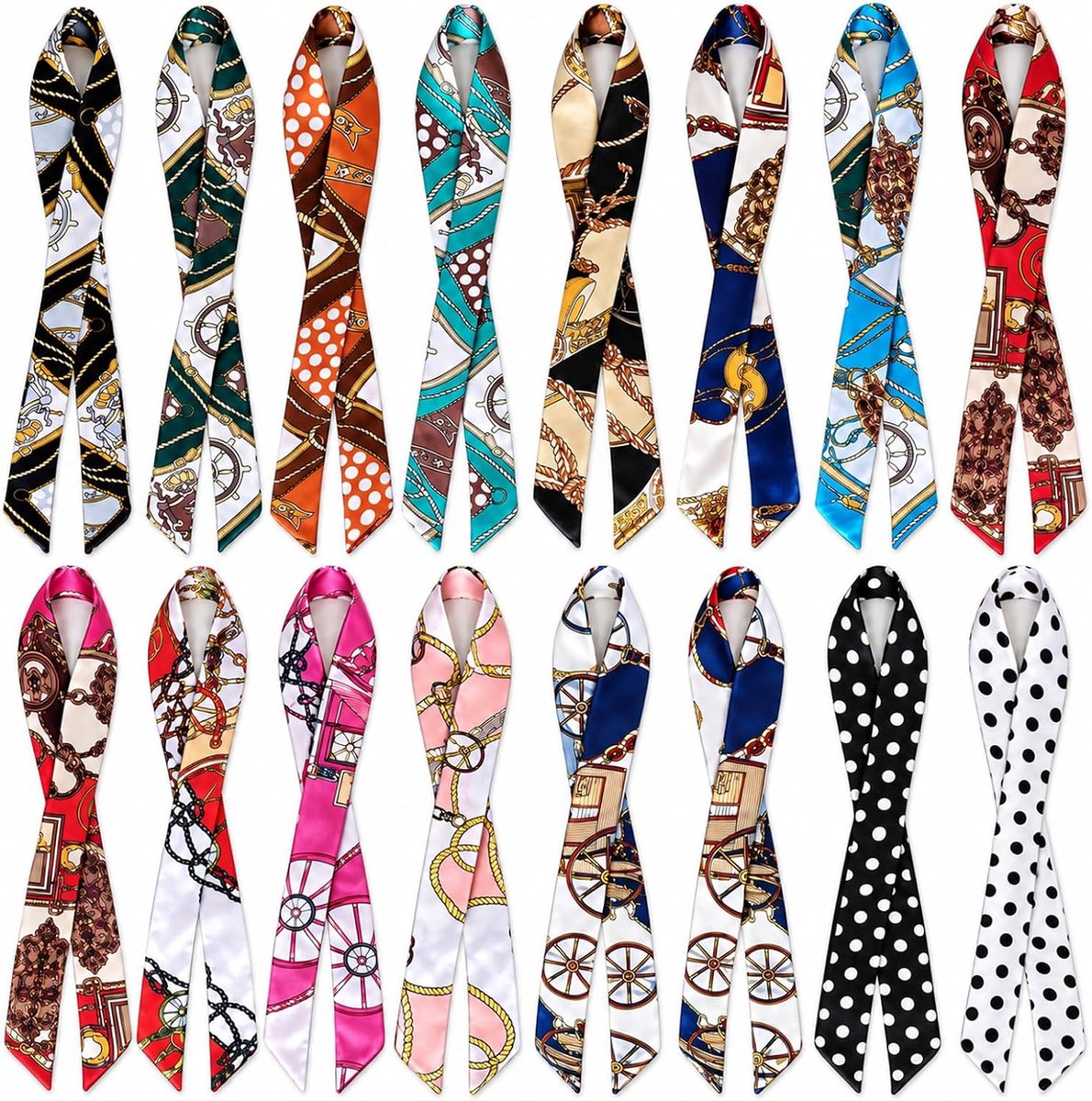 Sjaals voor handtas, satijnen sjaal, haarband, smalle pasvorm, dames, halsdoeken, hoogwaardige satijnen imitatie, voor handtassen, hoeden, haar, bohemian stijl