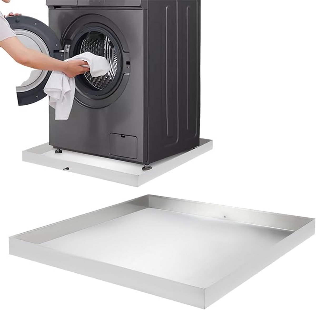 Wasmachine 81 x 76 x 6,3 cm opvangbak bodembak vaatwasbak roestvrijstalen waterbak voor wasmachines, drogers, vaatwassers, koelkasten