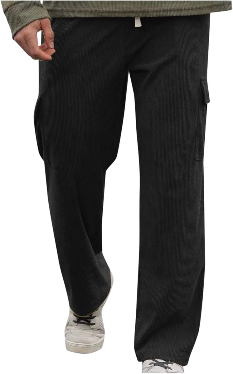 Corduroy broek voor heren, casual geplooide rechte pijpen
