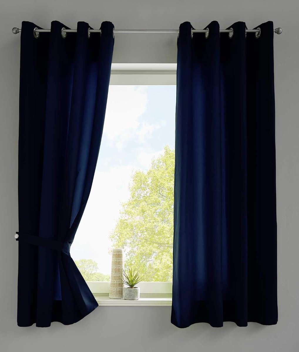 Set van 2 gordijnen sjaal oogjes »Berlin« HxB 175x140 cm donkerblauw ondoorzichtig microsatijn lichtdoorlatend Uni mat, 20405N2