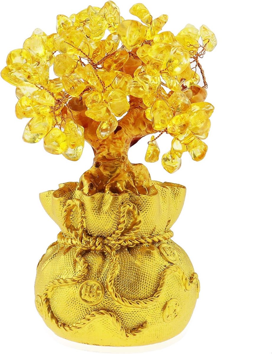 Shui Geluk Steen Boom Kristal Kunst Decoratie Kantoor Woonkamer Veel Geluk Beste Cadeau Geel