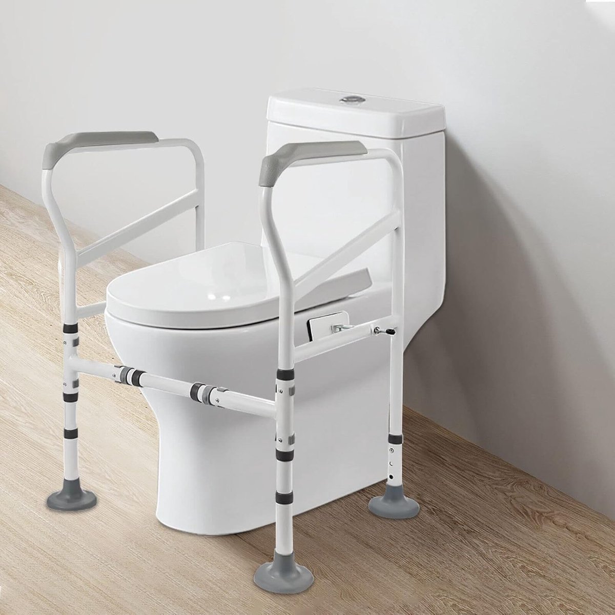 Toilet, toiletten, opstahulp, wc-steunframe, 100 kg, toiletframe met zuignappen, in hoogte verstelbaar