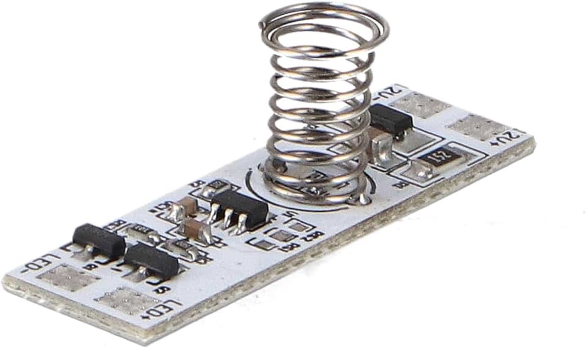 Touch-schakelaar – schakelaar voor 12 V en 24 V ledstrips, afmetingen 35 x 10 mm, eenvoudige installatie en gebruik. Ideaal voor nauwkeurige bediening