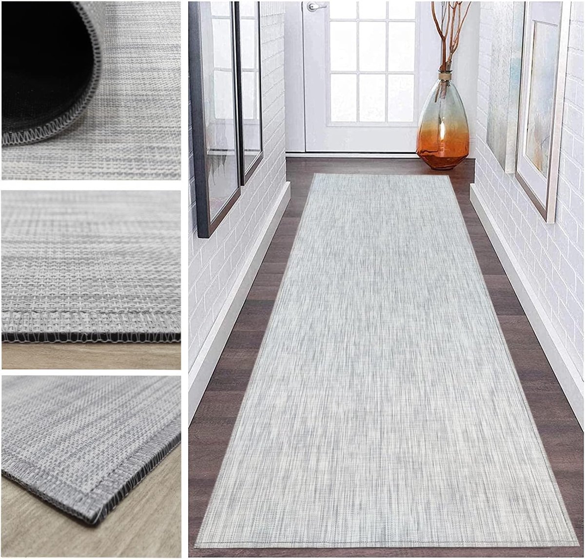 Vinyl tapijt, gevlochten, voor hal, keuken of slaapkamer, ivoorkleurig, hoge sterkte, met antislip pvc-achterkant.