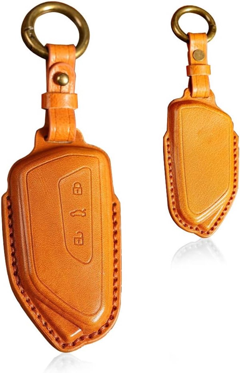 Autosleutelhoes geschikt voor VW Golf 8, rundleer, sleutelhoes, beschermhoes voor VW Golf8, ID.3, ID.4, MK8, voor Skoda Octavia A8, Seat Leon, sleuteletui