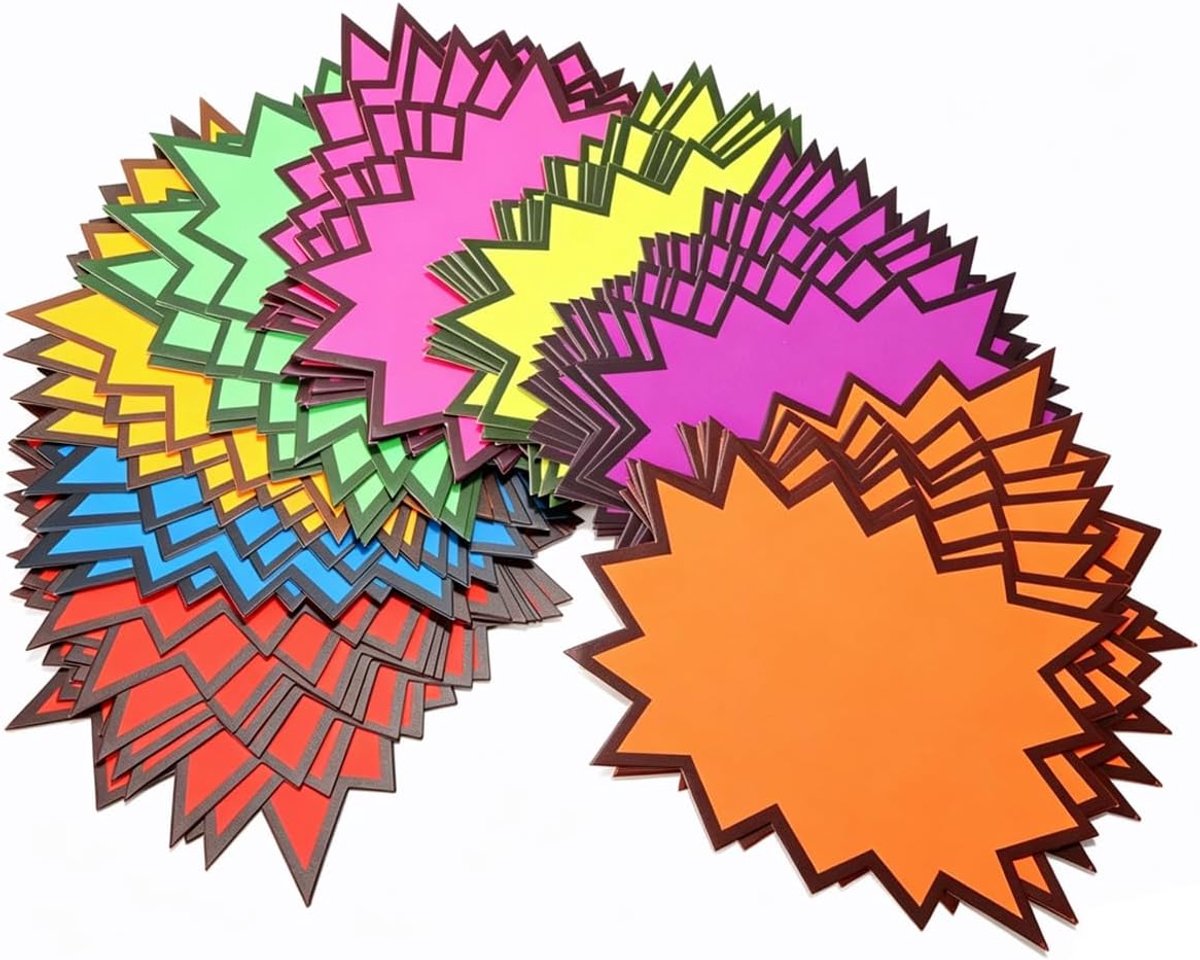 Prijskaartjes, kleurrijk, 80 stuks, fluorescerende prijskaartjes voor labelreclame en supermarkt, 18 x 14 cm