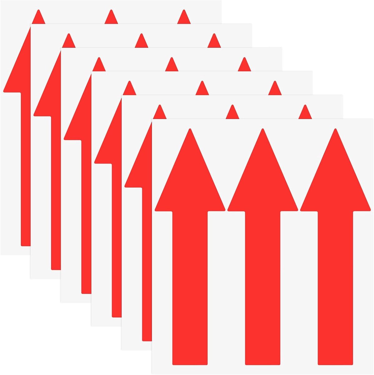 METERXITY 6 stuks pijlstickers, 200 x 60 mm, pvc, waterdicht, zelfklevend, richtingspijlen, verwijderbare richtingspijlen, stickers, stickers voor muurmarkering/verkeersbord [rood]