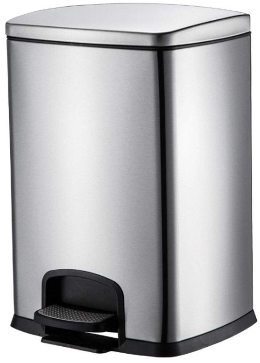 Roestvrij stalen prullenbak met reukbestrijdingssysteem pedaal vuilnisbak uitneembare emmer afvalbak grote afvalbak Vuilnisbak (Color : Silver)