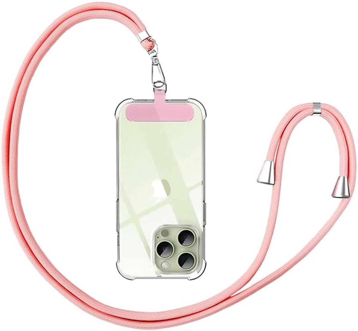 Telefoonketting, universeel, voor alle smartphones, mobiele telefoonband om om te hangen met pad, telefoonkoord, ketting voor outdoor, reizen, onderweg mobiele telefoonhouder, verstelbaar en
