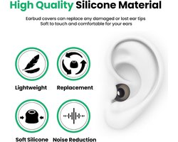 Oorkappen compatibel met EarFun Air Pro 4 oordopjes, zachte siliconen oordopjes, oordopjes kussentjes, 6 paar, 3 maten (zwart)