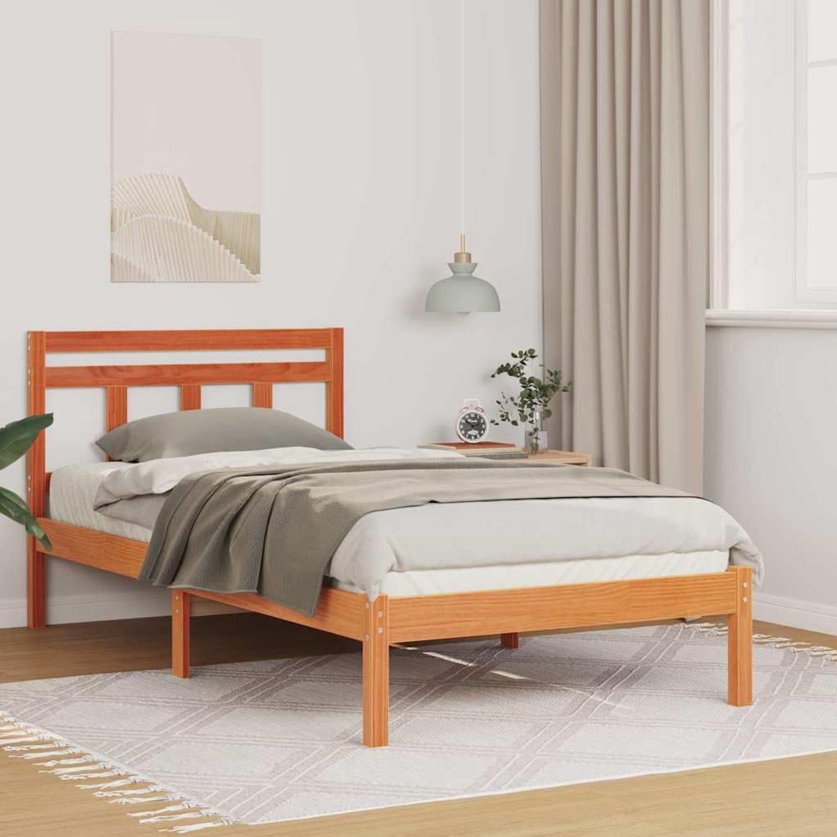 grenenhout modern hoofdbord 90 x 200 cm Wasbruin