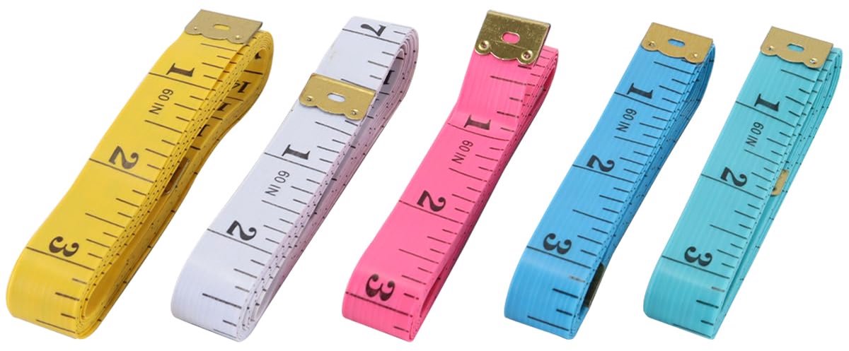 5 stuks meetlint, meetlint voor het lichaam, 150 cm zachte meetlinten, multifunctionele taillemeting voor kleding (1,5 m x 1,3 cm)