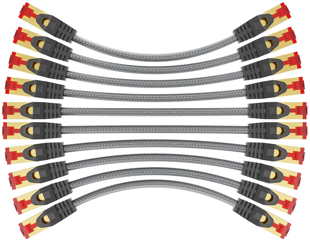 Iwillink CAT 8 LAN-kabel 10x 1m - 40Gbps nylon patchkabel RJ45