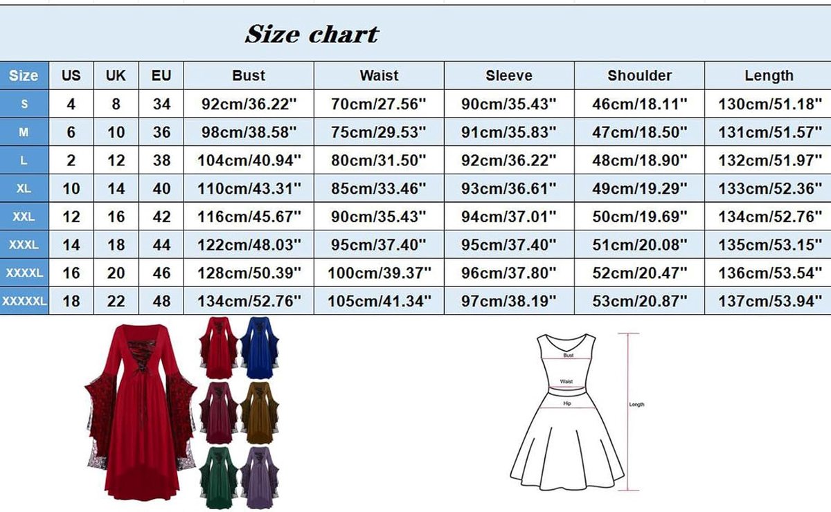 Gothic kleding voor dames, Halloween, kant, skelet, punk, grote maat, retrojurk, middeleeuws kostuum
