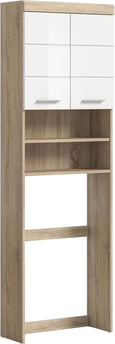Xonox.home Bad Lambada X06F1731 Wasmachinerek in wit hoogglans en sonoma licht eiken, B/H/D: 63x191x24 cm