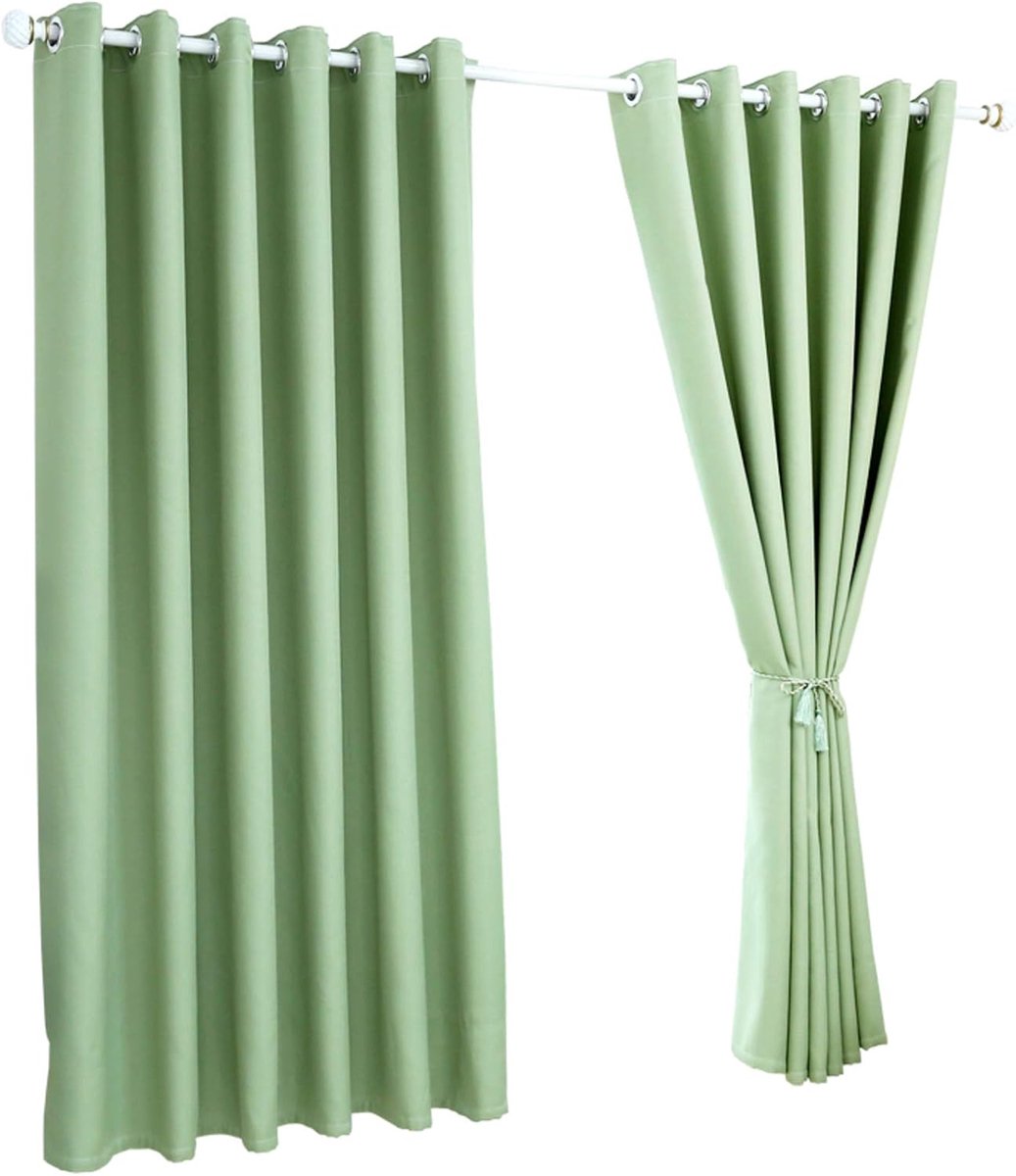 Eenvoudige/effen kleur/Gordijn, elegant/Decoratieve/Linnen Gordijnen/Grommet Top/Venster Verduisterende Gordijnen/voor Woonkamer slaapkamer-Groen. 250x270cm (98x106inch)