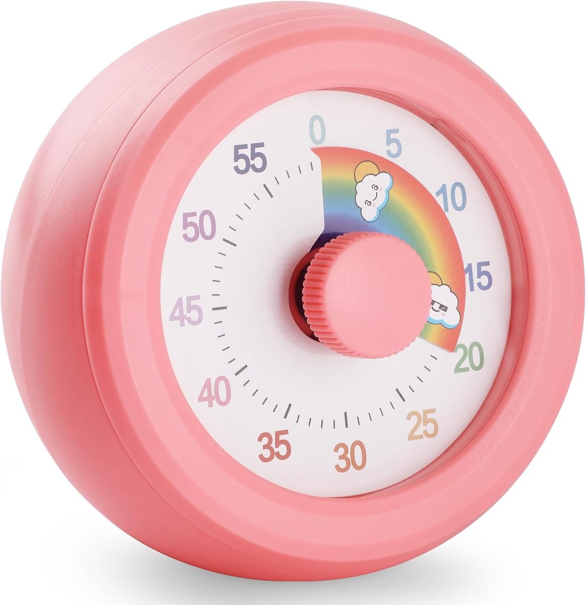 60 minuten visuele timer voor kinderen, Wyngee mute-schakelaar op de achterkant, kleurrijke klok, wekker, visuele timer zonder tikken, tijdmanagementgereedschap voor keuken, school, kantoor