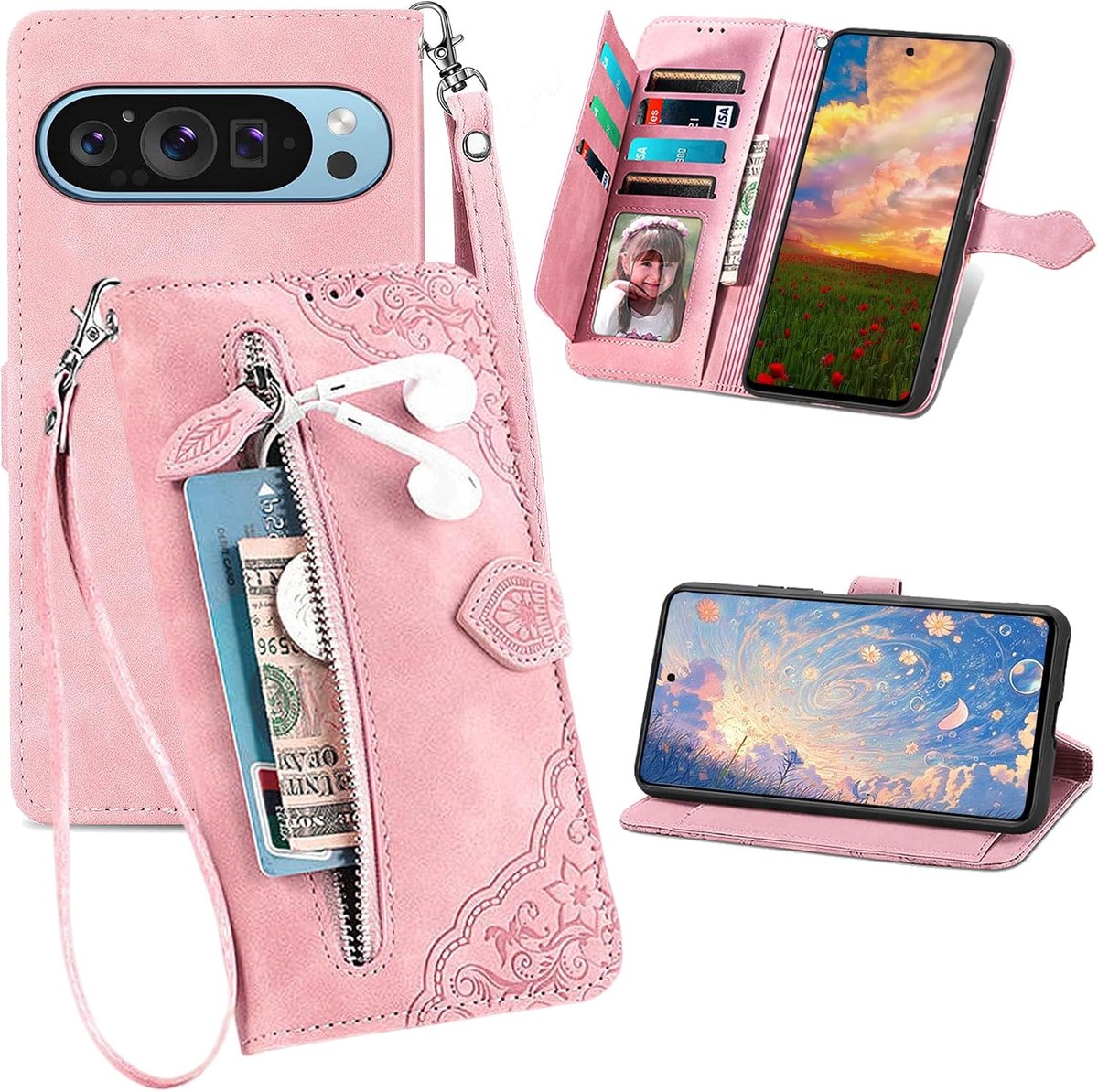 Portemonnee Hoesje voor Google Pixel 10 Pro XL SZY Roze