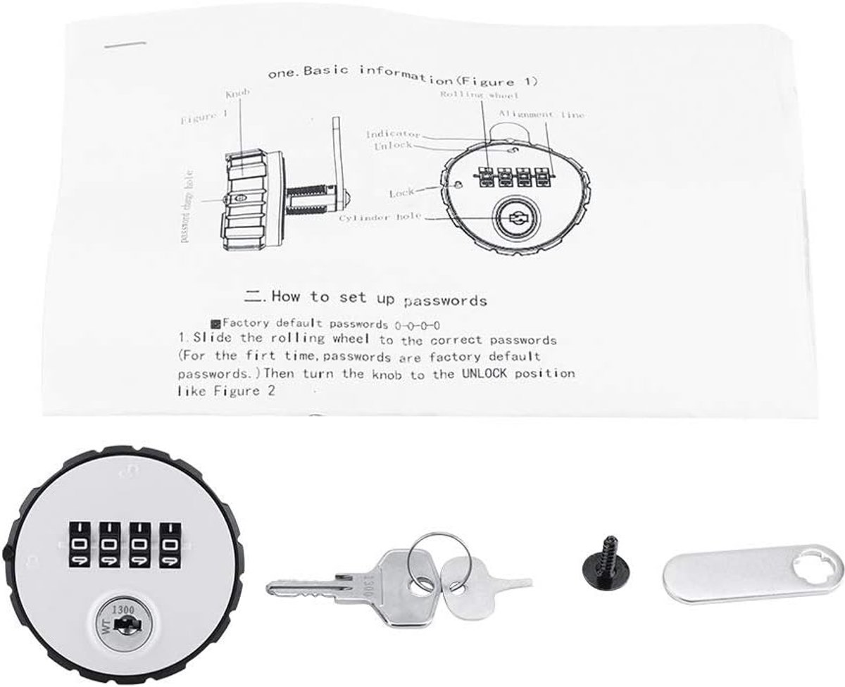 Codeslot Code Combinatie Cam Kast Handig Wachtwoord Veilig Slot met Sleutels en Engels Handleiding(Installation thickness 26mm)