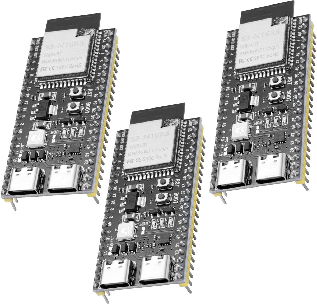 S3 ESP-S3-Devkitc-1 met IPEX interface N16R8 moederborden ESP32 S3 boards met WiFi, Bluetooth 5.0 externe flash-uitbreiding type C-interface, compatibel met Arduino (3 stuks)