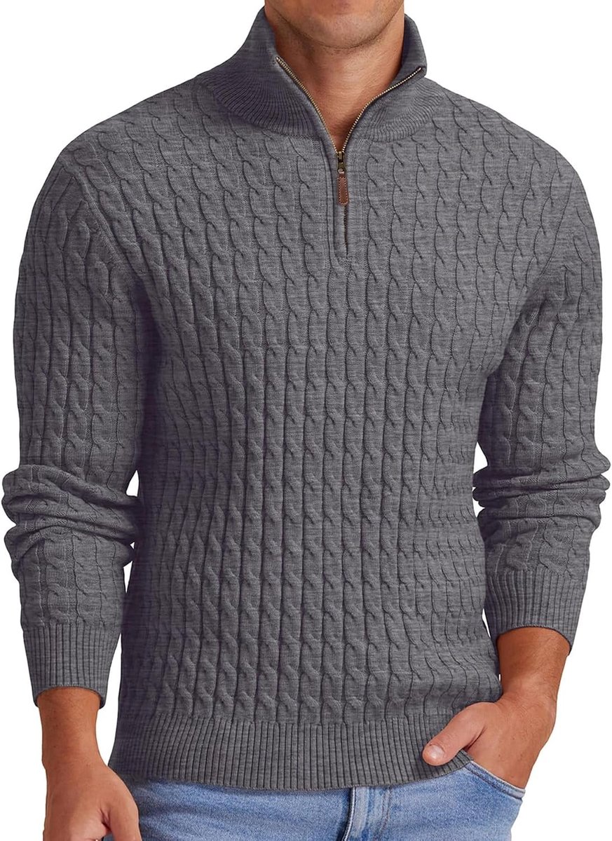 Trui met ronde hals halve rits voor heren lange mouwen slim fit gebreide trui warm mannen vrije tijd sweater