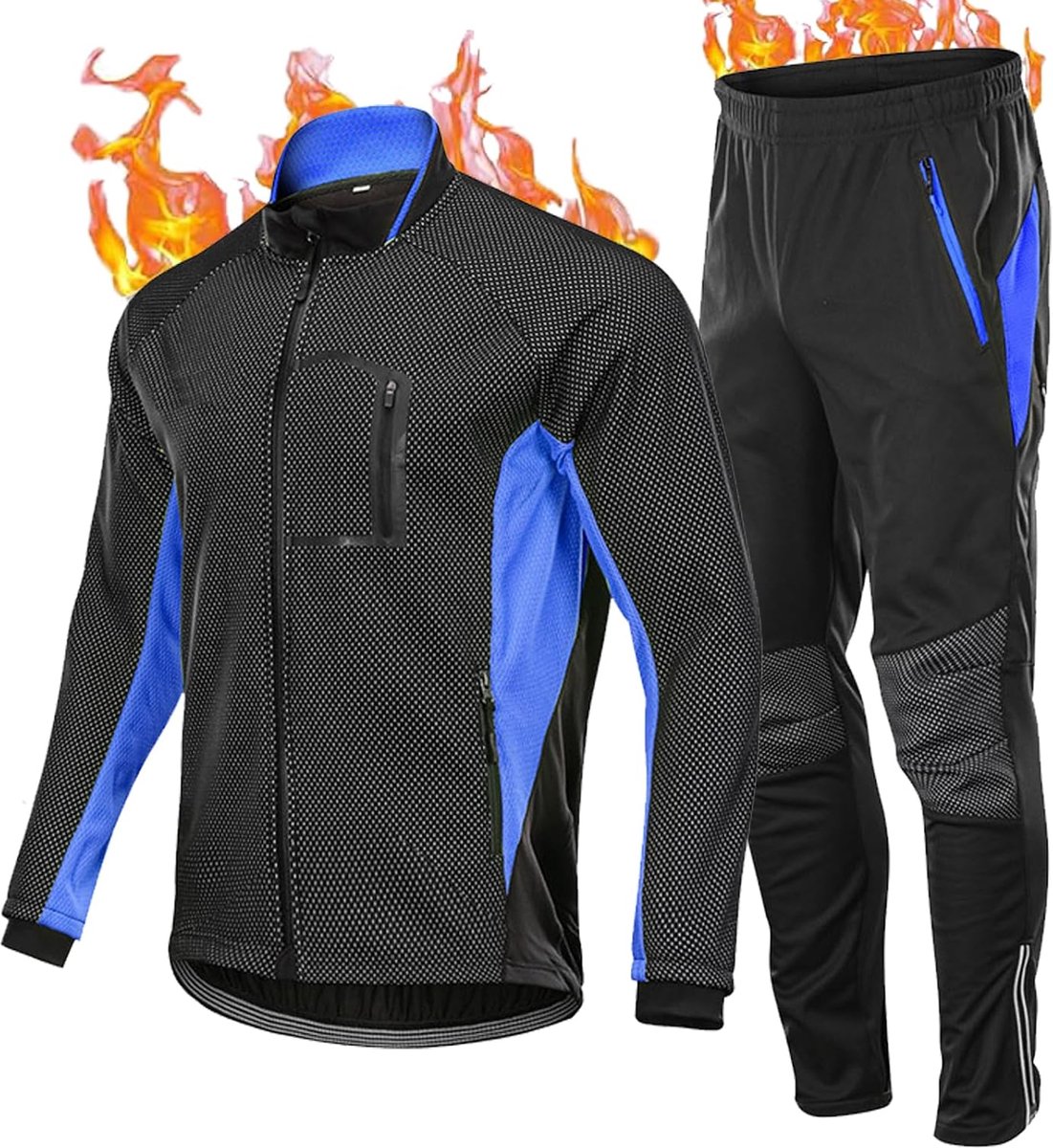Fietsjas set winter thermisch waterdicht winddicht fietsjack fietsjack winter thermo fleece fietsshirt set fietskleding ademende lange fietsbroek fietsjas + fietsbroek