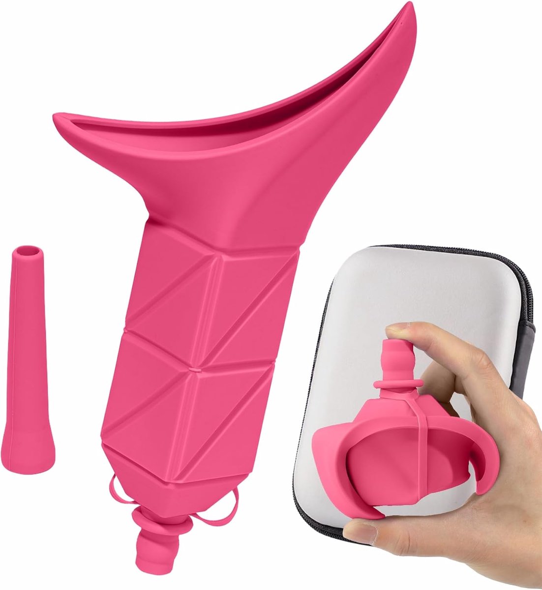 Urinoir, opvouwbare plastrechter, herbruikbaar, vrouwen vrouwelijk urineren apparaat stelt vrouwen in staat om staand te plassen, siliconen draagbare plasbeker met buishoes voor