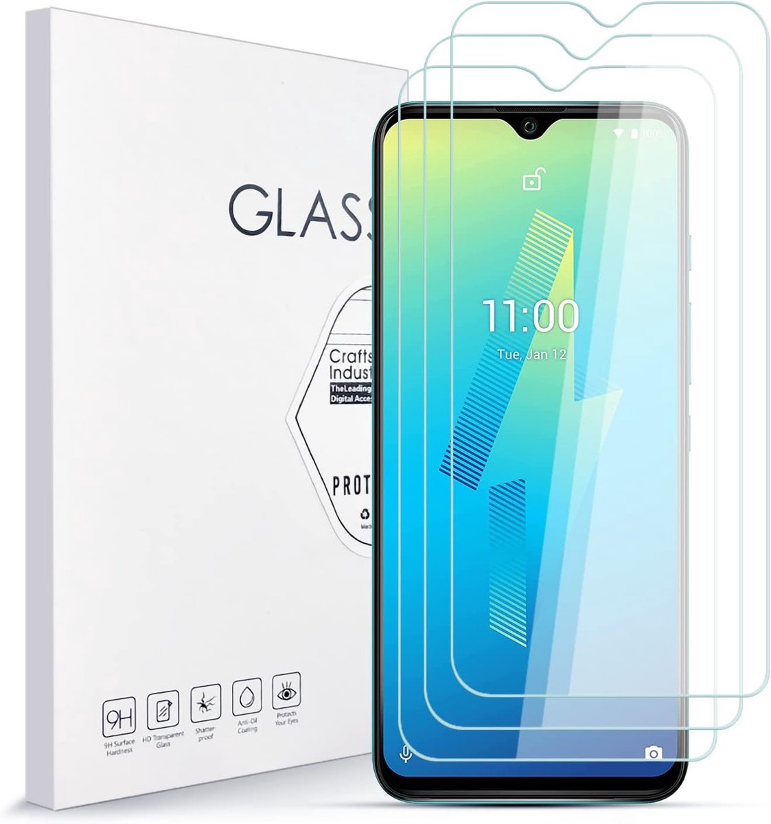 Glas beschermfolie voor Wiko Power U10,9H hardheidsglas super duurzaam, anti-olie, beschermfolie displaybescherming displaybeschermfolie voor Wiko Power U10 3 stuks