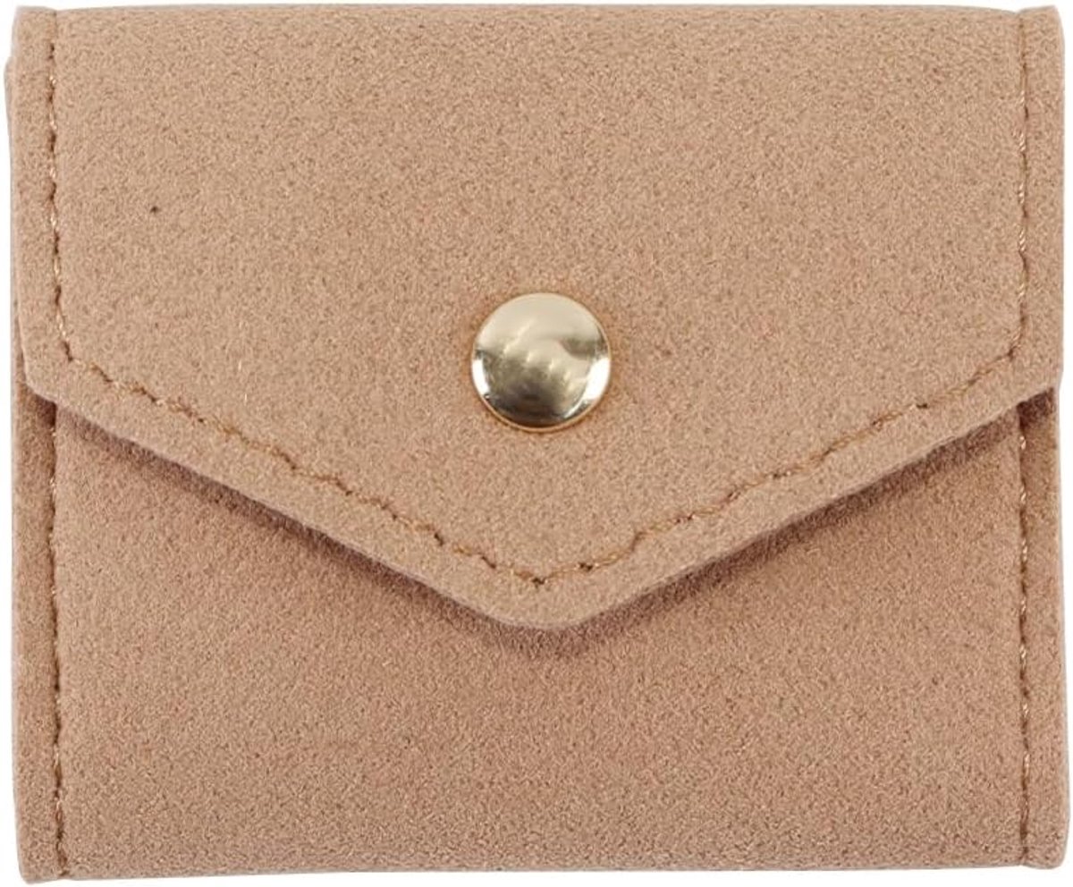 sieradenrollen, reisbox, rol, opvouwbare microvezel sieradenorganizer, draagbare tas voor ringen, kettingen, oorbellen, abrikoos