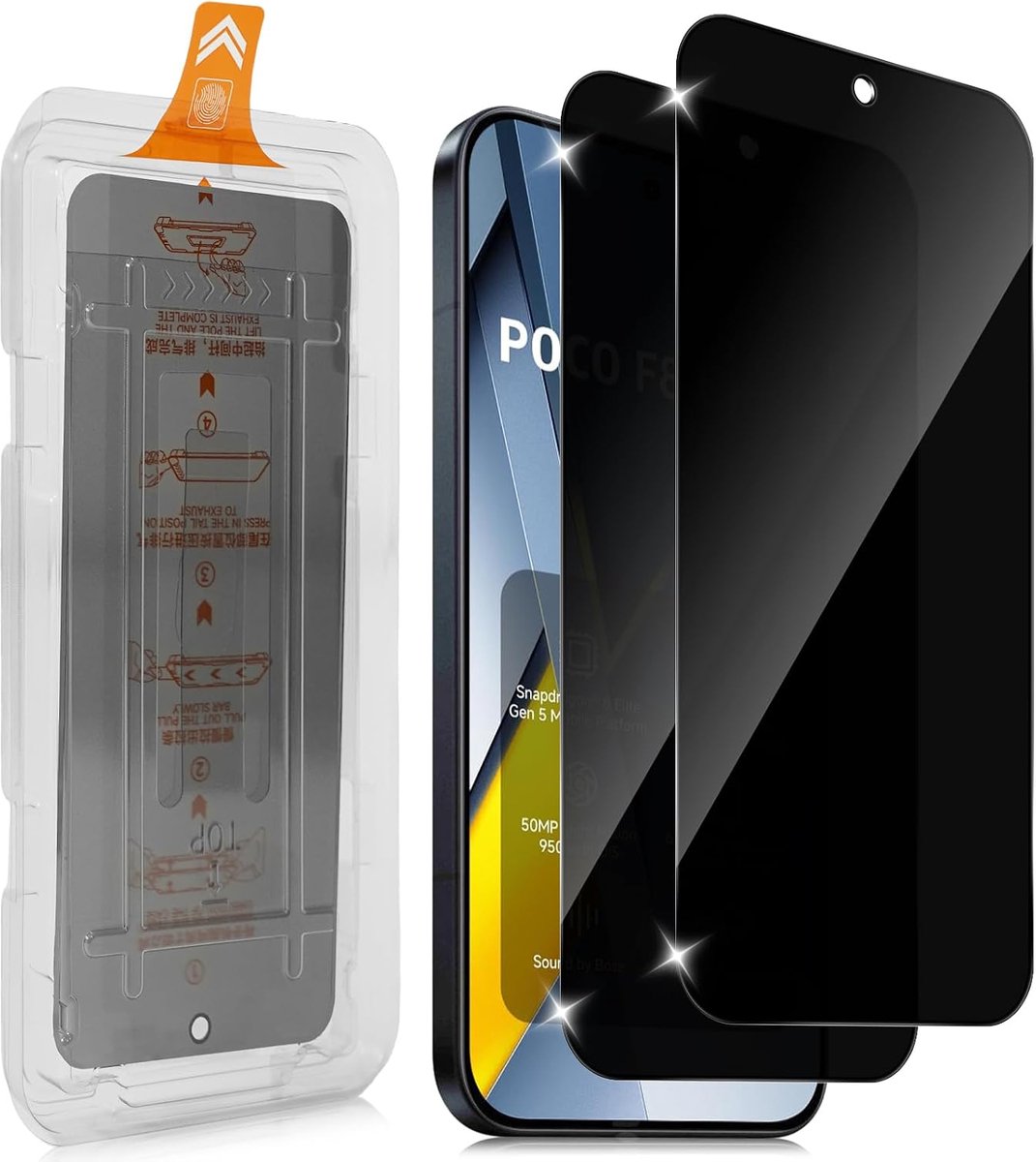 Beschermfolie voor Xiaomi Poco F8 Ultra, gehard glas, anti-spy beschermfolie [autoinstallatie], 9H hardheid, privacy, displayfolie, krasbestendig, geen luchtbellen, 2 stuks