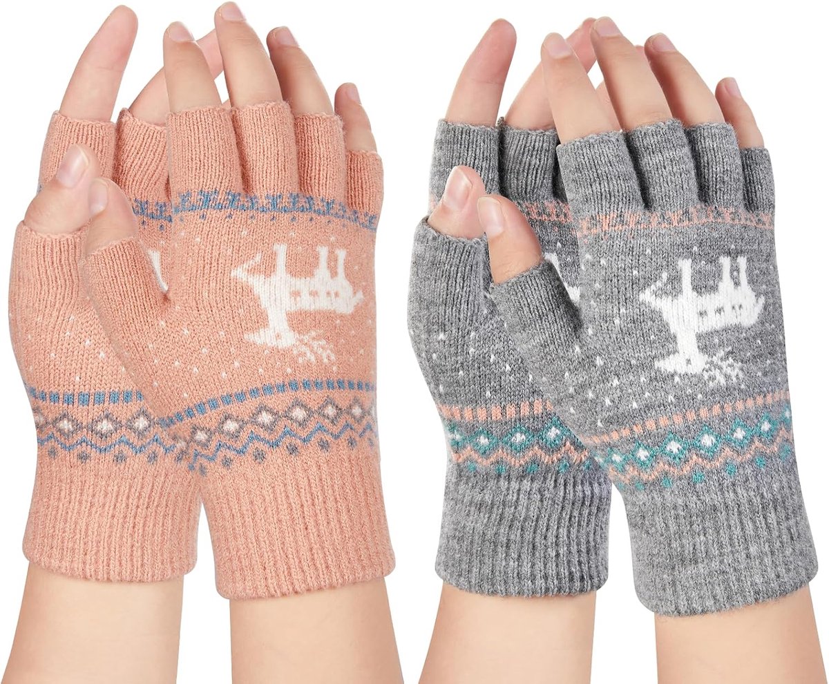 Handschoenen, winter, gebreide halve vingerhandschoenen, armwarmers, vingerhandschoenen, zonder vingertoppen, gebreide handschoenen