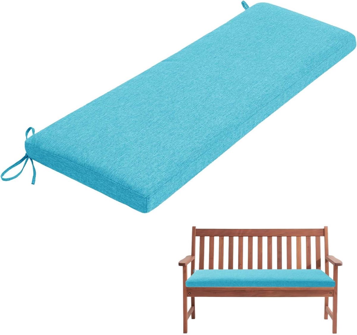 Generisch Bankauflage, Abnehmbarem Sitzkissen Banks, rutschfeste Gartenbank Auflage, Waschbar Sitzauflage Banks für Innen Outdoor Fensterbank Couch ban k Eckbank Auflagen,Light Blue,200x35x5cm