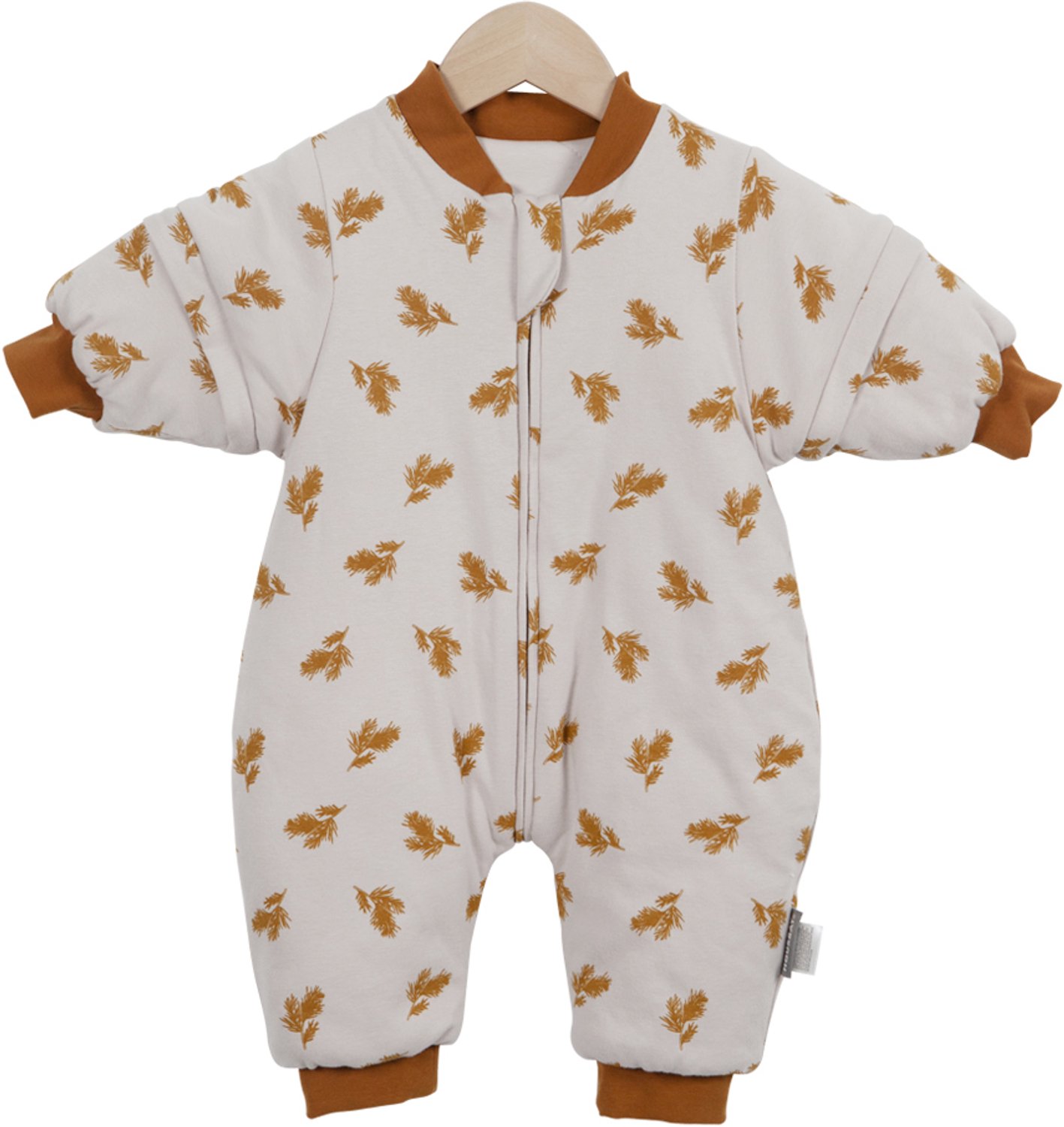Babyslaapzak - Slaapzakje - Draagdeken - Tarwekleurig - Katoen en Polyester - Afneembare Mouwen - 3-Wegen Rits - Warm voor de Winter - Maat 0-6 Maanden (S-58 cm) - Voor Pasgeborenen en Baby's