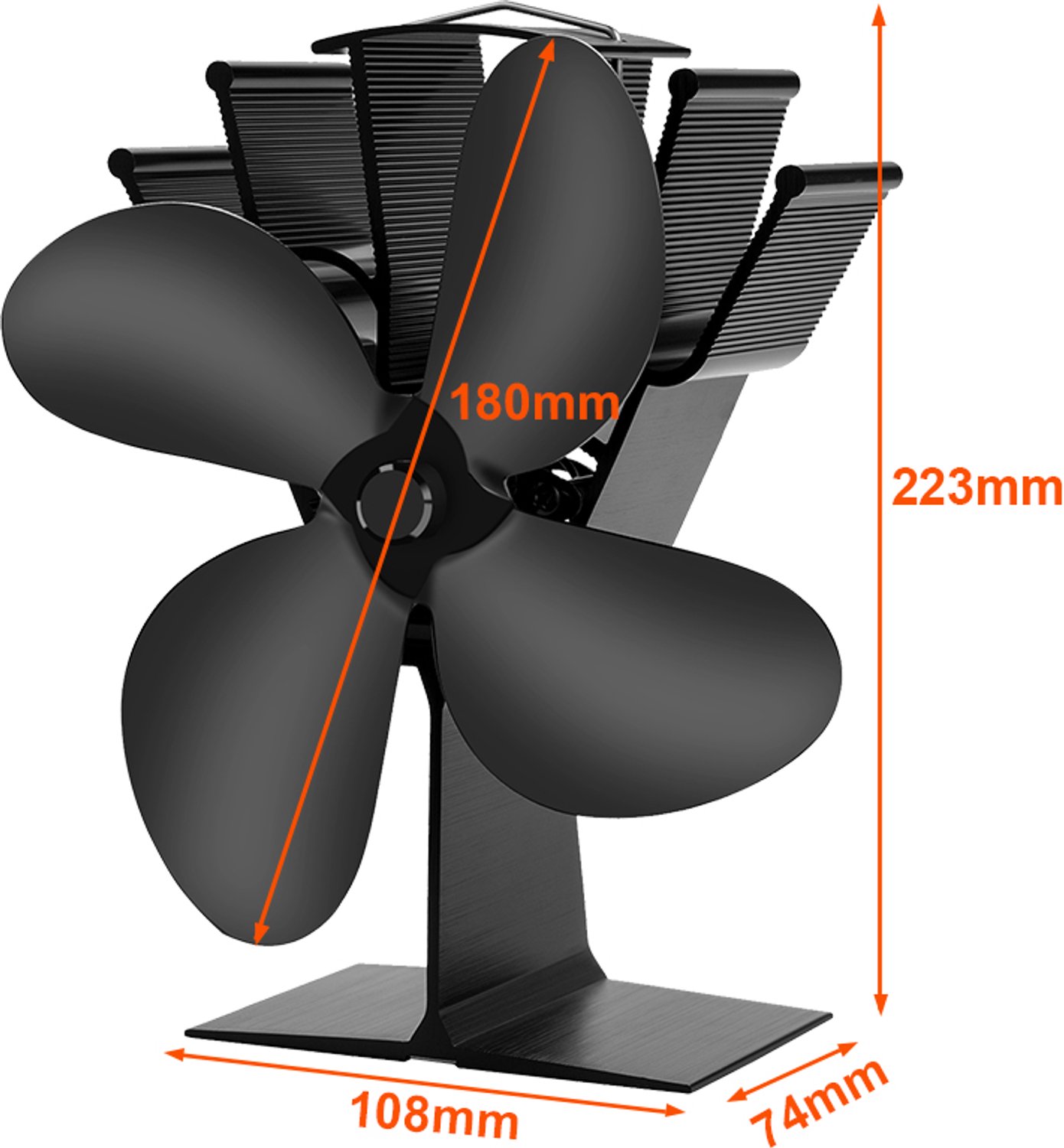 Kachelventilator - Houtkachelventilator - Open Haardventilator - 4-Blads - Warmte-Aangedreven - Stil - Zonder Accu - Efficiënte Warmteverdeling - Voor Houtkachel en Open Haard
