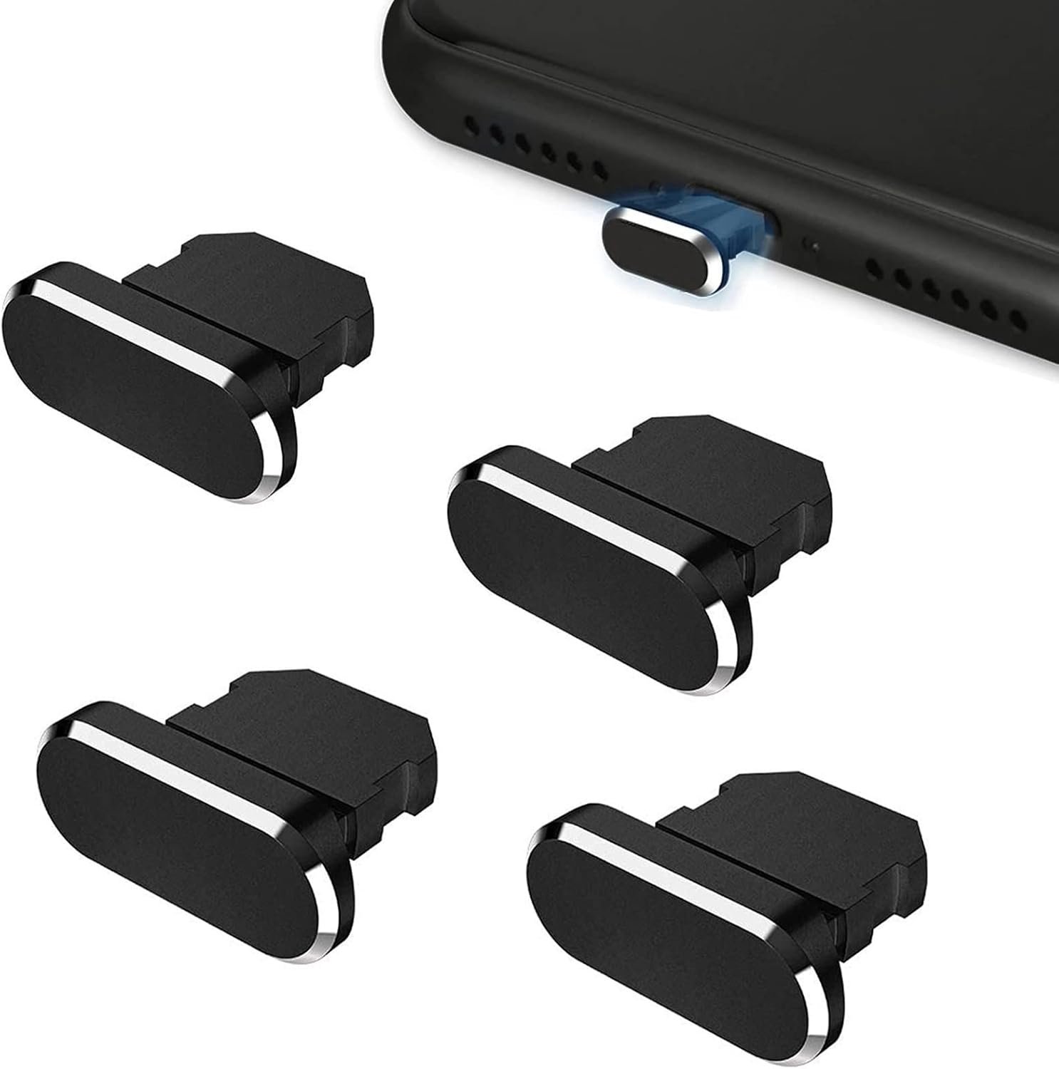 Stofkappen 4 stuks - zwart aluminium - perfect passend voor laadaansluiting - beschermt tegen stof - ServiceTopper