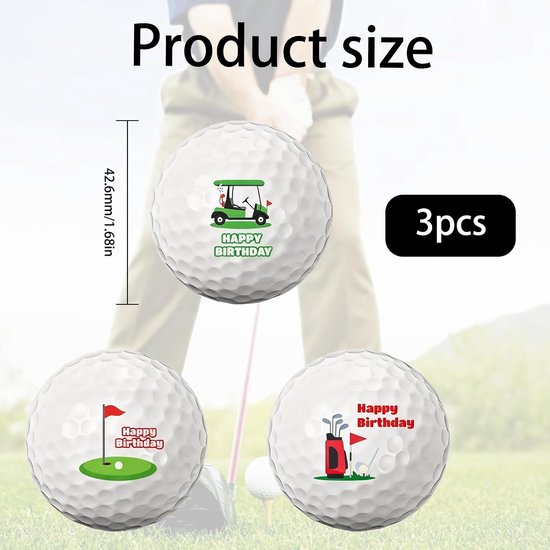 Golfballen 3 stuks - standaardformaat - vrolijke verjaardagsmotieven - leuk cadeau voor golfers - Vemera — afbeelding 5