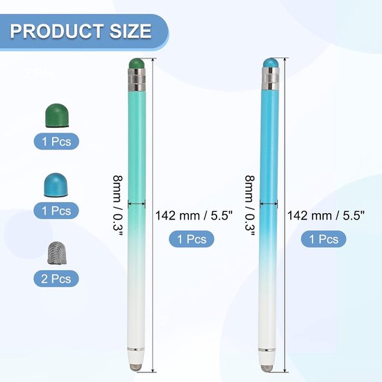 Styluspennen 2 stuks - 142 mm - blauw groen - hoge gevoeligheid voor touchscreen - m-winkel — afbeelding 5