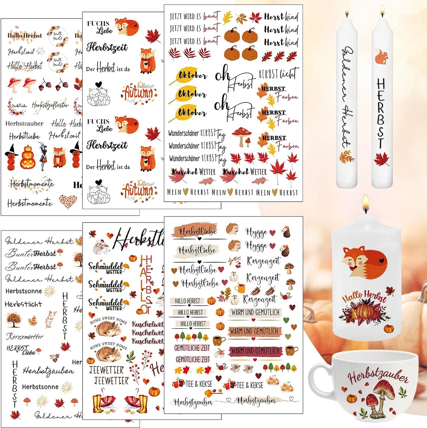 Tatoos voor kaarsen, 6 stuks