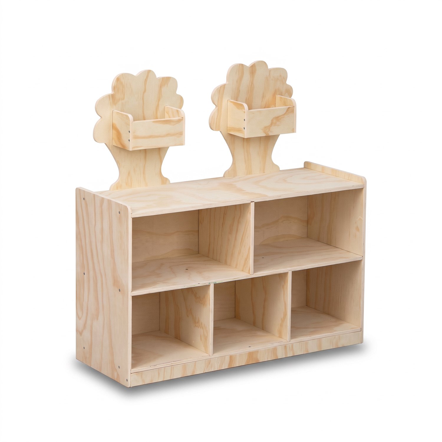 Buxibo Speelgoed- en Boekenkast Boom – Houten Kinderkast met 5 Vakken – 80x30x82 cm – Naturel