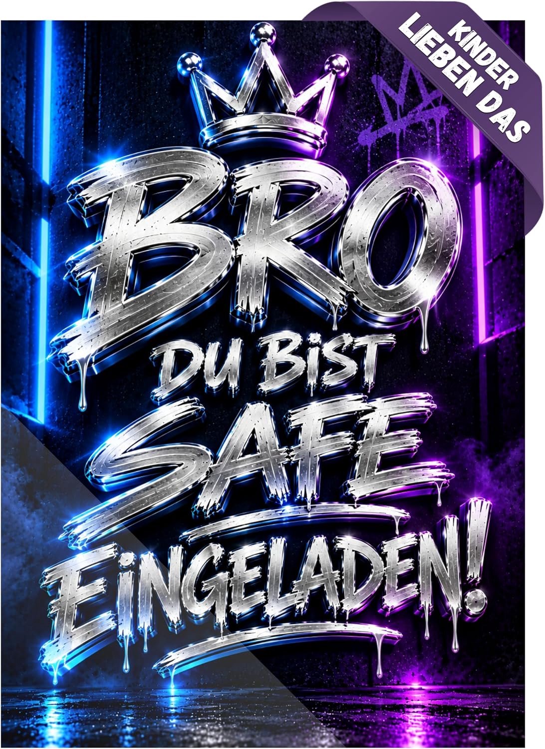 Kinderfeestje jongens - 12 stuks - Neon design blauw paars